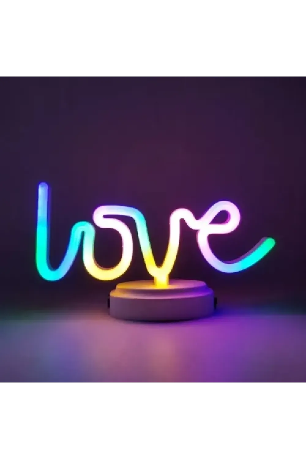 Neon Işıklı Love Yazılı Masa Gece Lambası