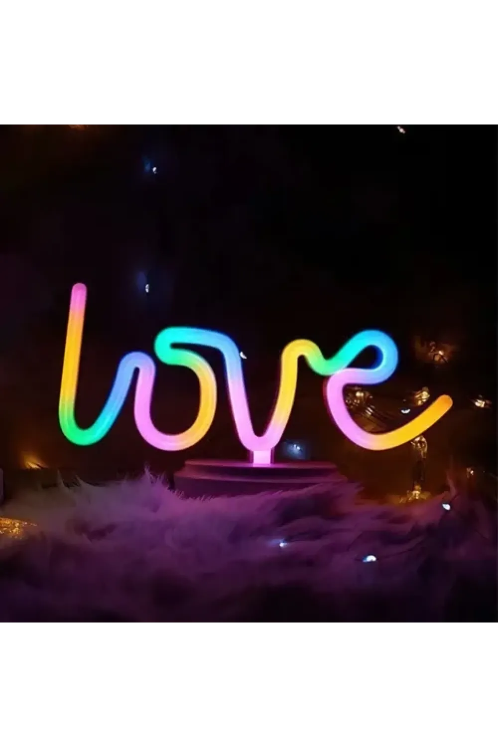 Neon Işıklı Love Yazılı Masa Gece Lambası