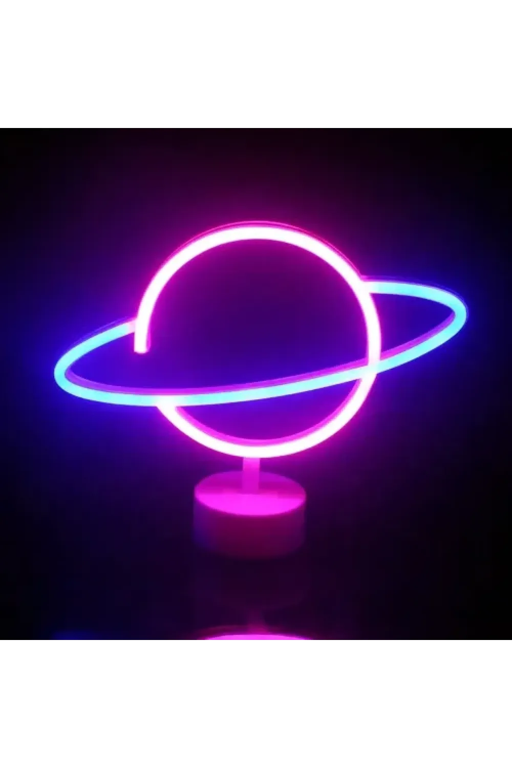 Neon Işıklı Satürn Lamba (Pil + USB)
