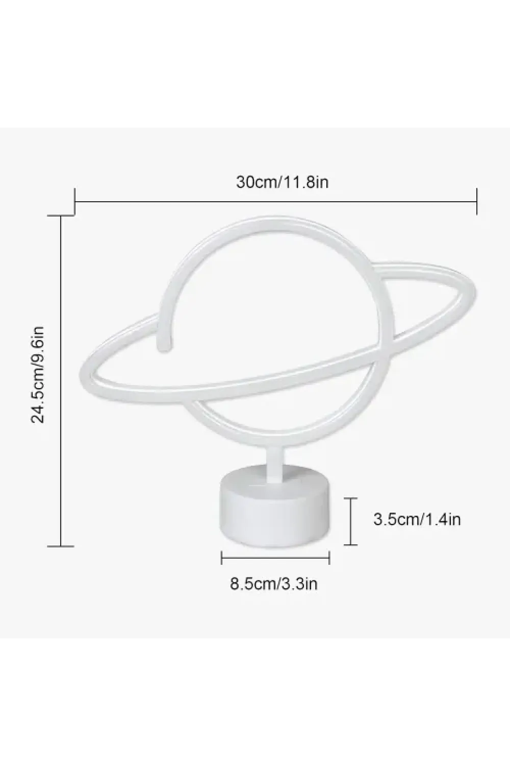 Neon Işıklı Satürn Lamba (Pil + USB)