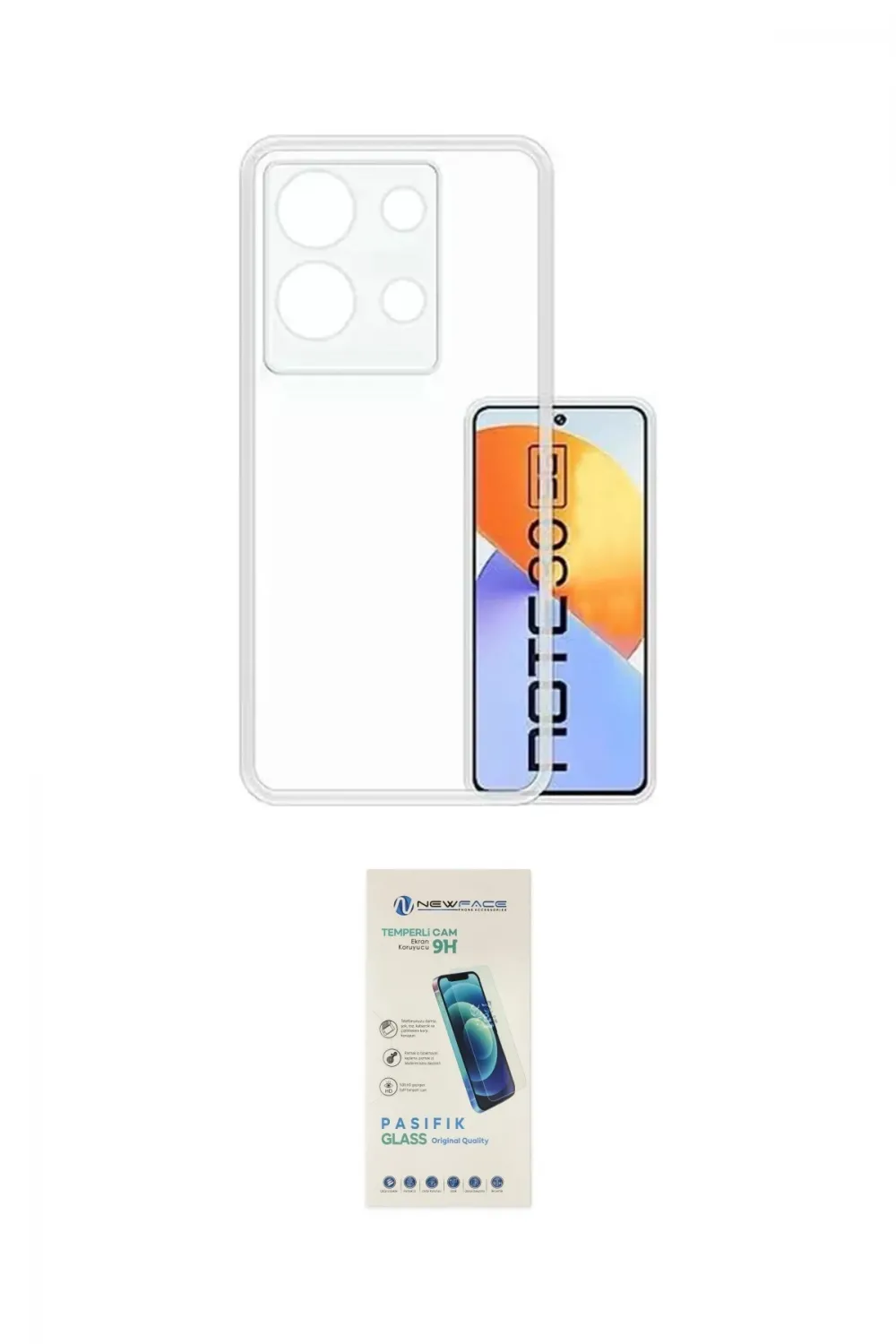 ieg™ Note 30 Kılıf Zirve Doku - Şeffaf Pasifik Cam Ekran Koruyucu