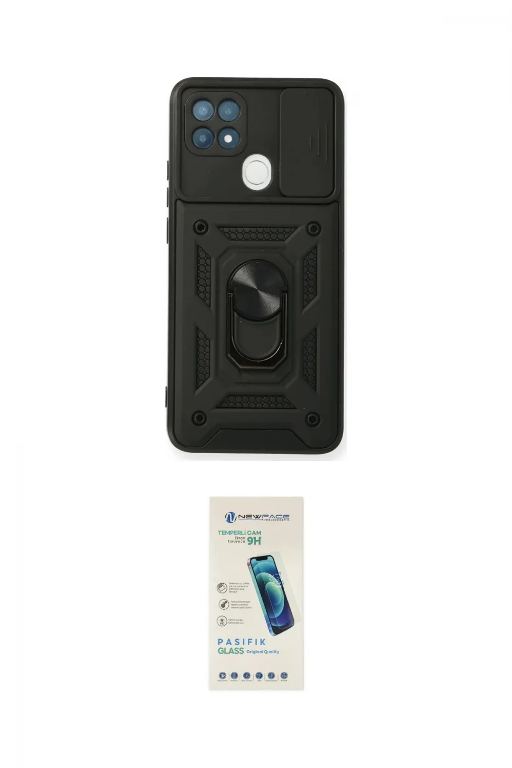 ieg™ Oppo A15 Kılıf Ahenk Klasik - Şeffaf Pasifik Cam Ekran Koruyucu