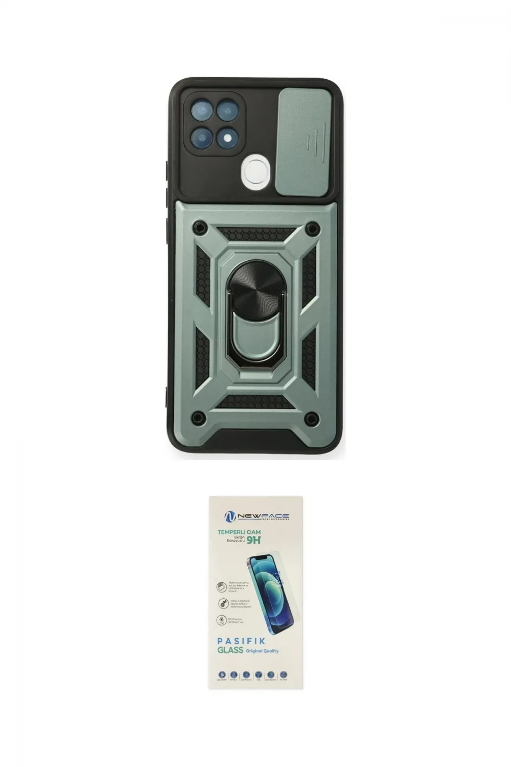 ieg™ Oppo A15 Kılıf Ahenk Klasik - Şeffaf Pasifik Cam Ekran Koruyucu