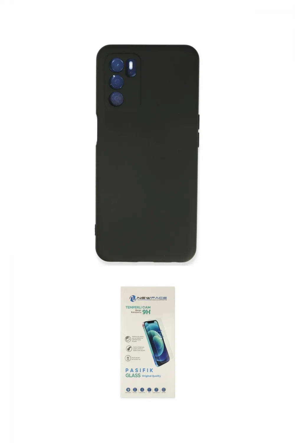 ieg™ Oppo A16 Kılıf Ahenk Serisi - Şeffaf Pasifik Cam Ekran Koruyucu