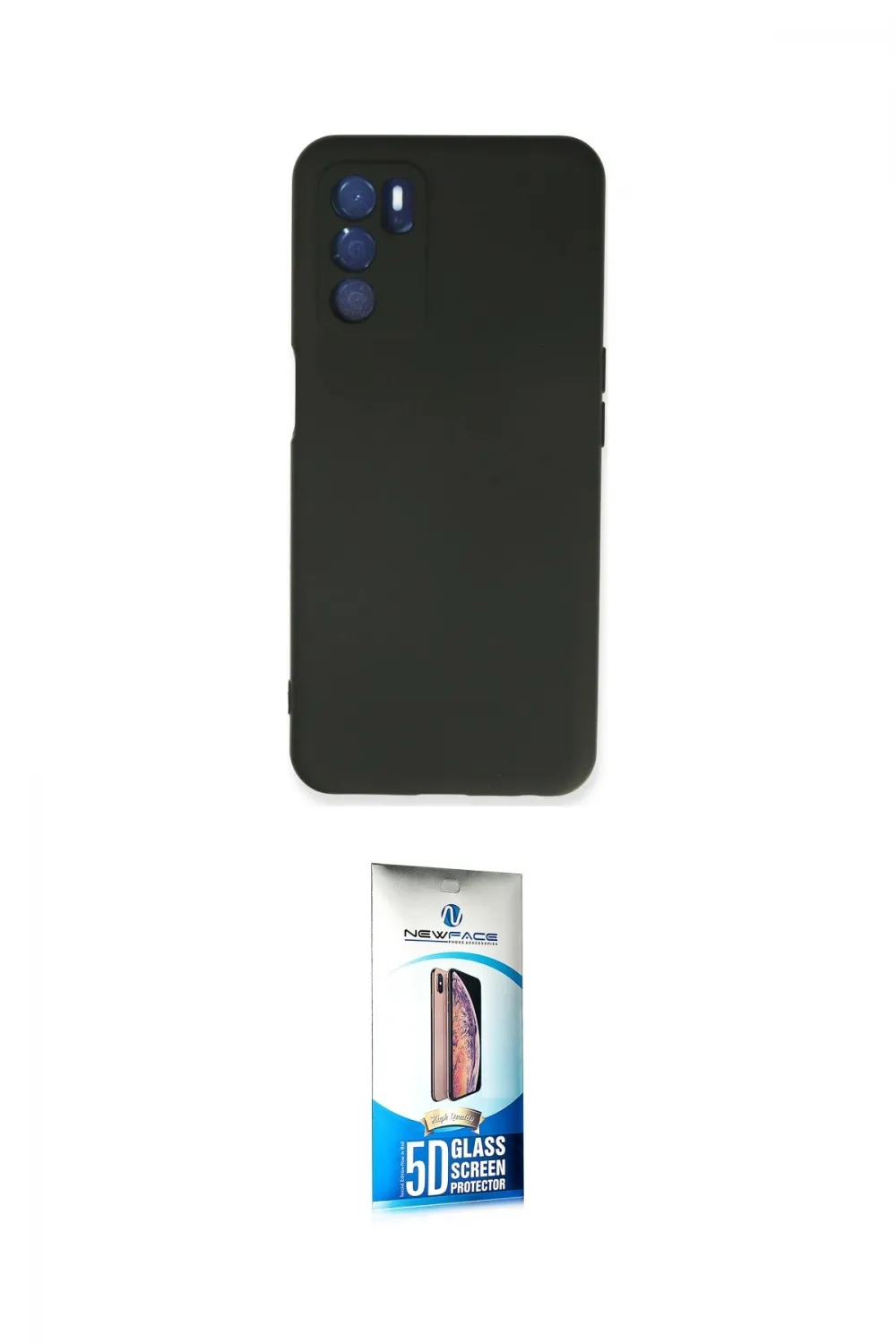 ieg™ Oppo A16 Kılıf Ahenk Serisi - Siyah 5D Eko Cam Ekran Koruyucu