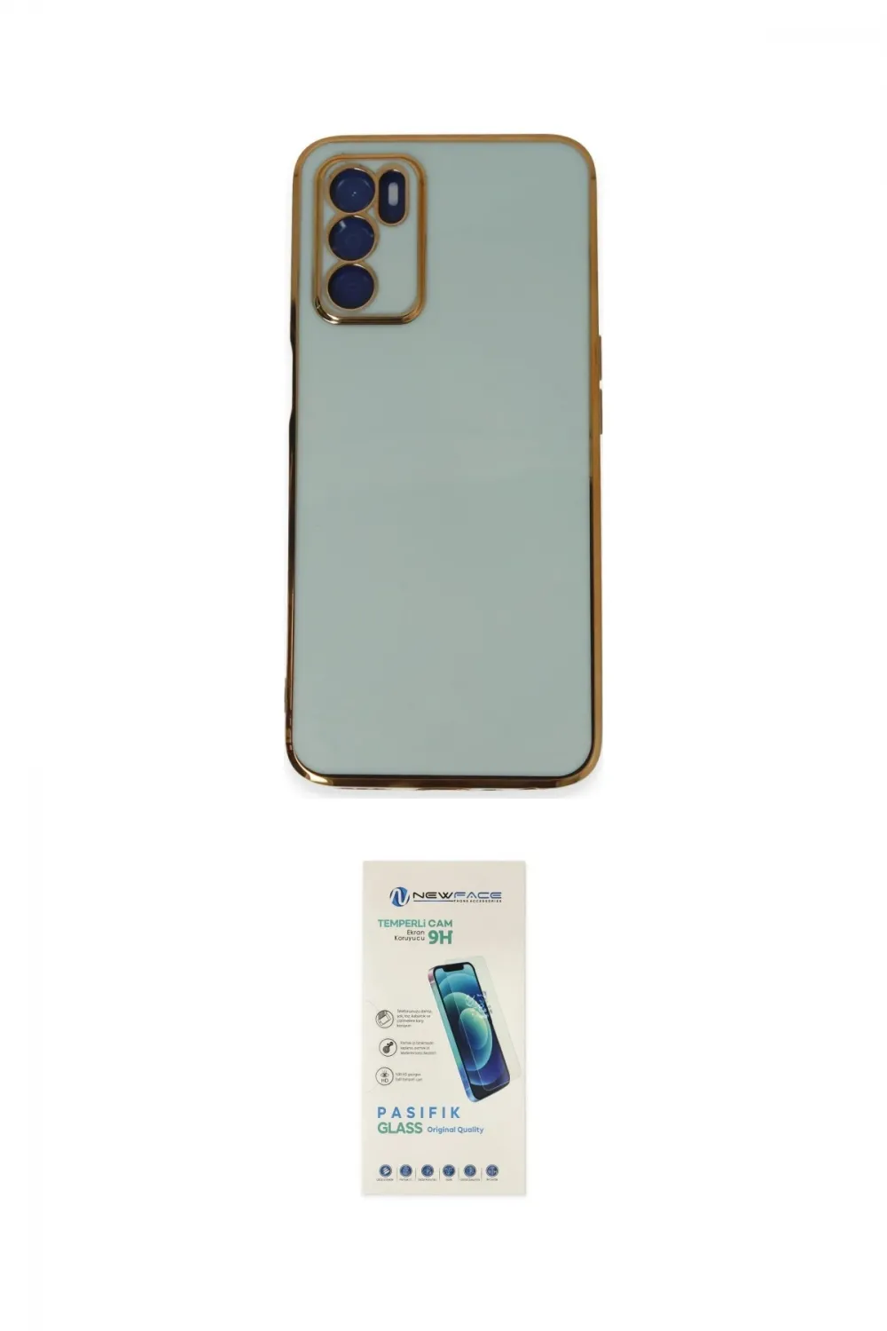 ieg™ Oppo A16 Kılıf Yankı Serisi - Şeffaf Pasifik Cam Ekran Koruyucu