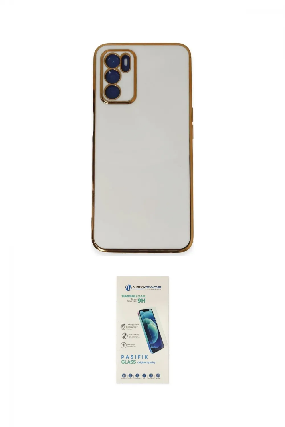 ieg™ Oppo A16 Kılıf Yankı Serisi - Şeffaf Pasifik Cam Ekran Koruyucu