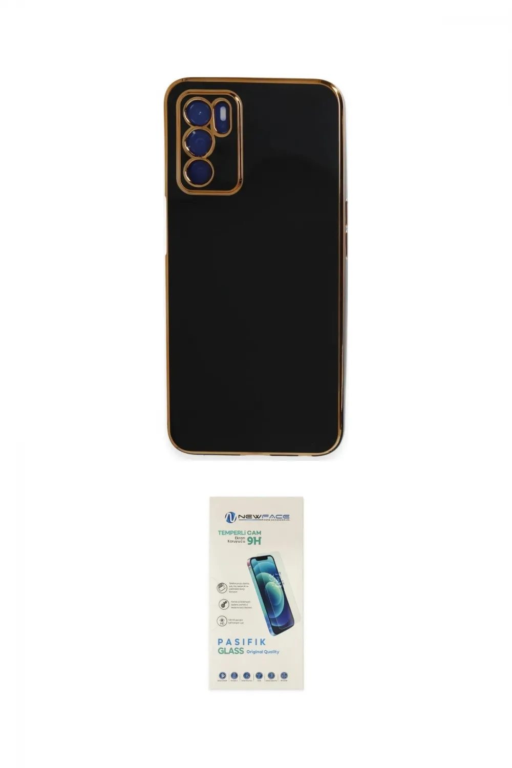 ieg™ Oppo A16 Kılıf Yankı Serisi - Şeffaf Pasifik Cam Ekran Koruyucu