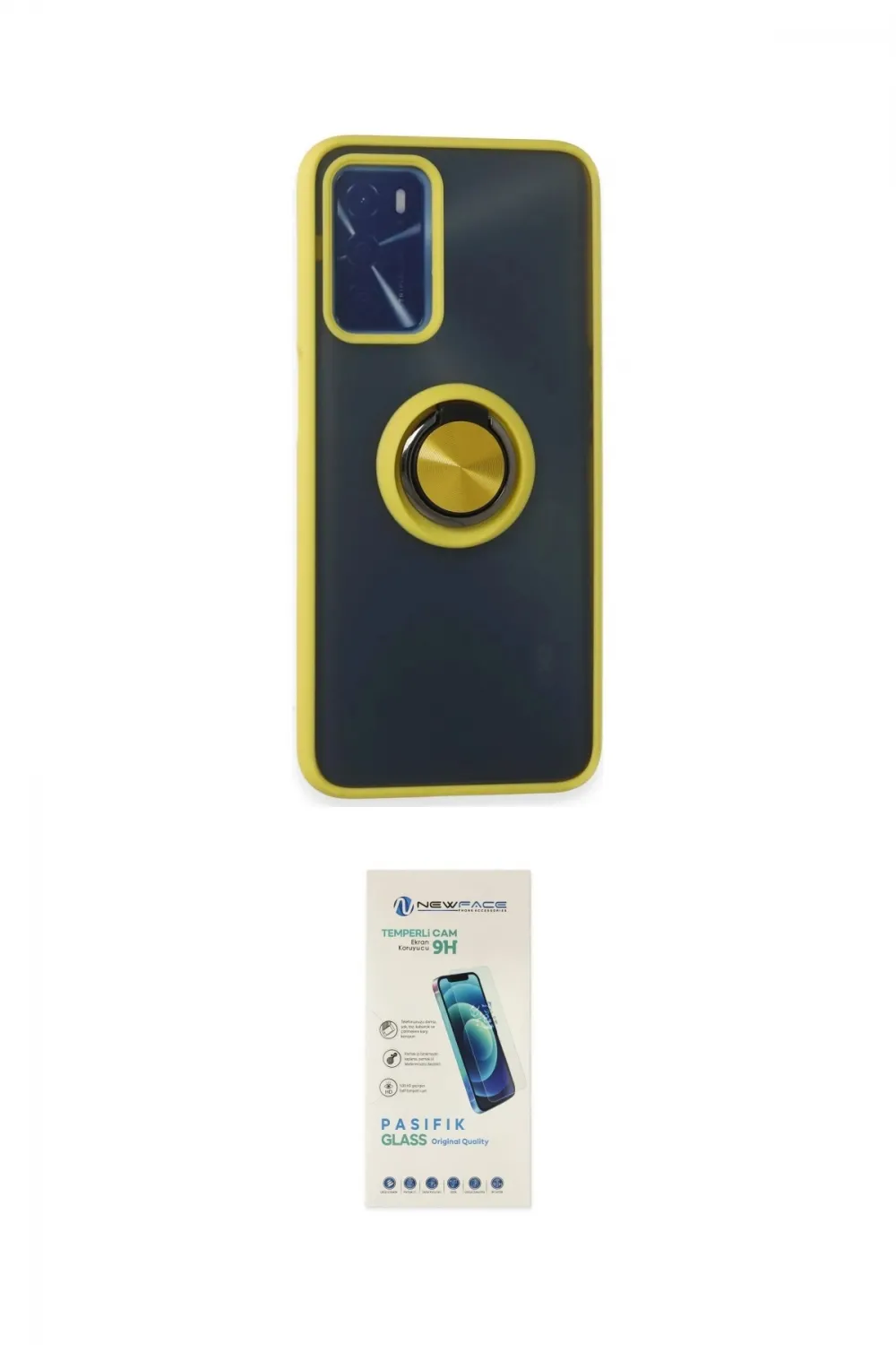 ieg™ Oppo A16 Kılıf Yörünge Çizgi - Şeffaf Pasifik Cam Ekran Koruyucu