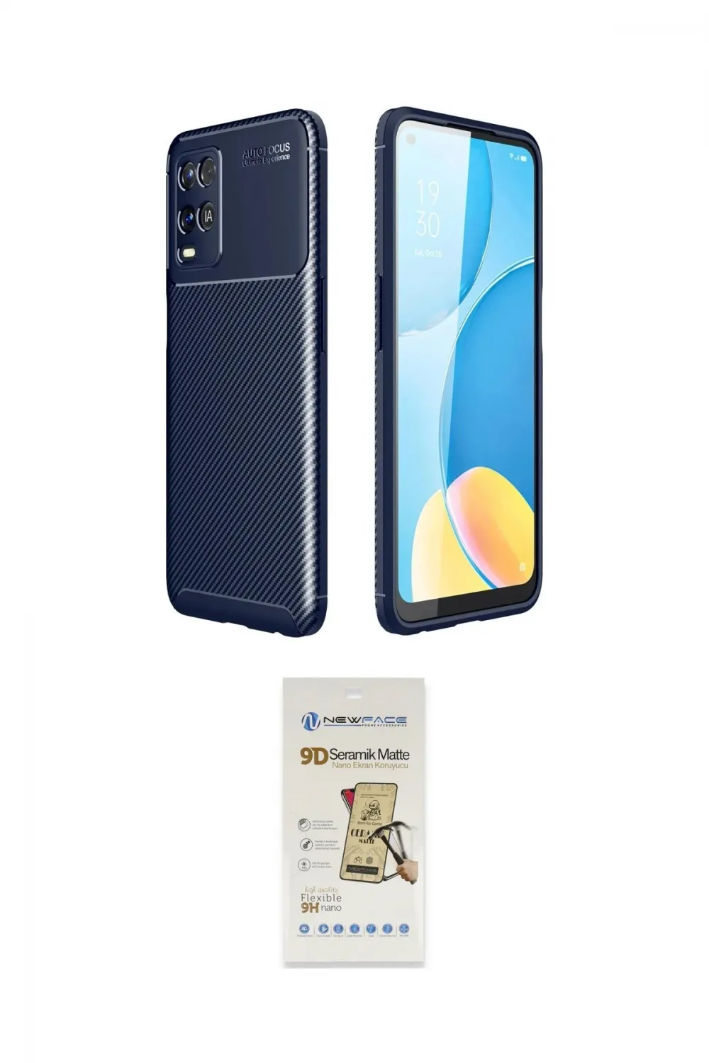 ieg™ Oppo A54 4G Kılıf Eksen Form Prime - Siyah Mat Seramik Nano Ekran Koruyucu