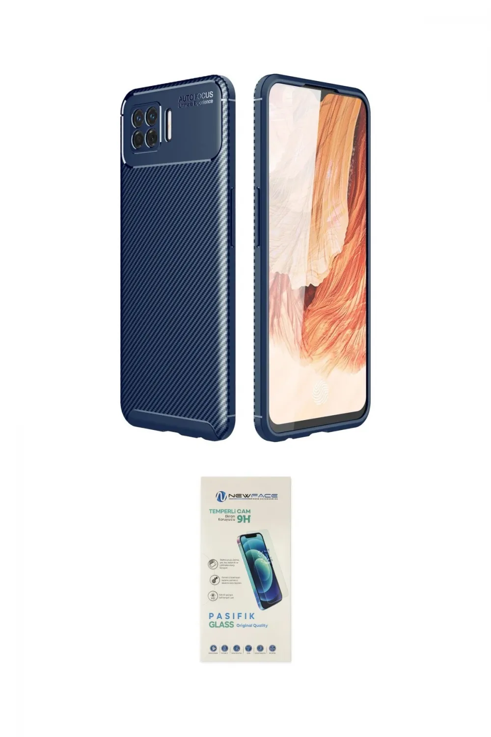 ieg™ Oppo A73 Kılıf Eksen Form Prime - Şeffaf Pasifik Cam Ekran Koruyucu