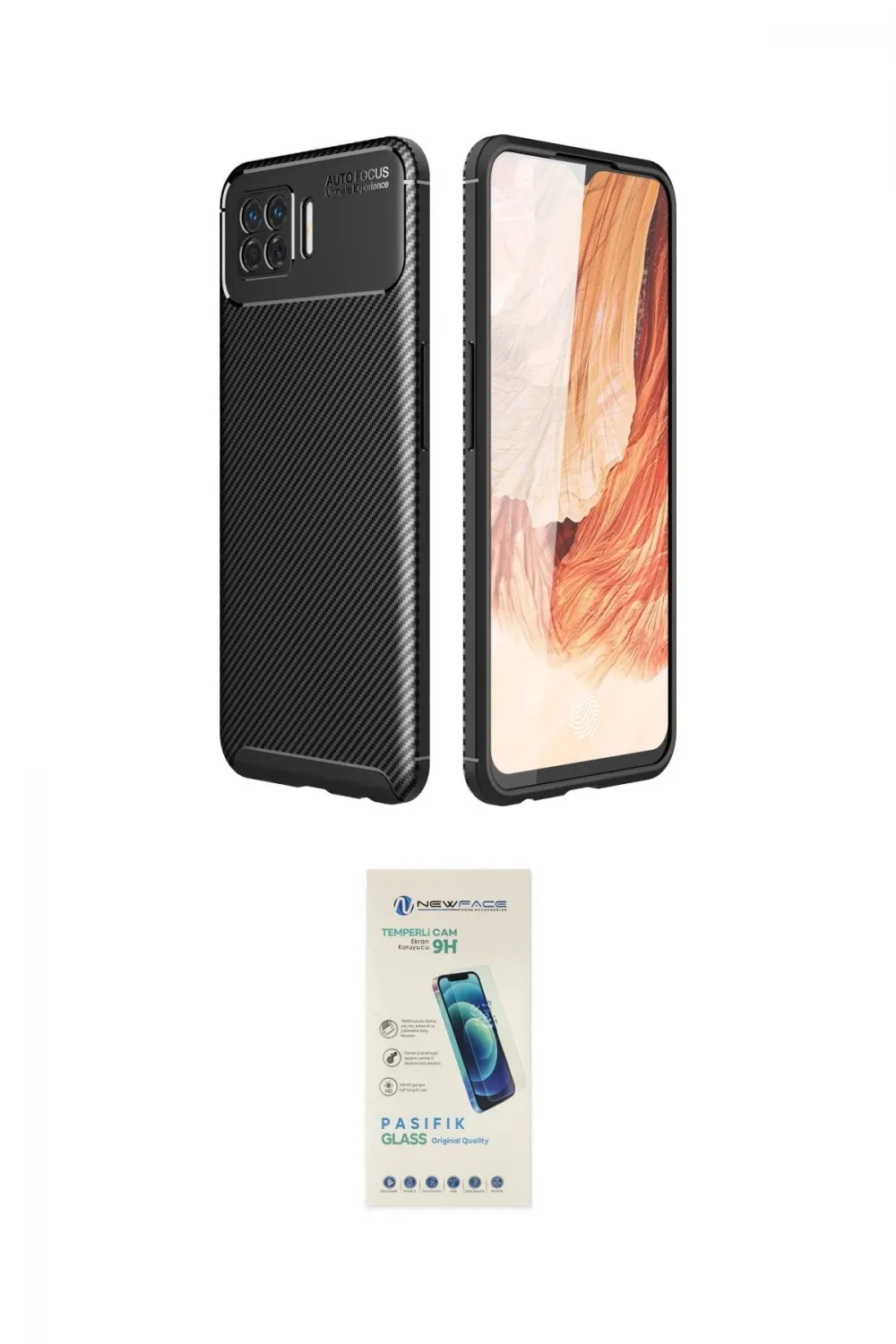 ieg™ Oppo A73 Kılıf Eksen Form Prime - Şeffaf Pasifik Cam Ekran Koruyucu