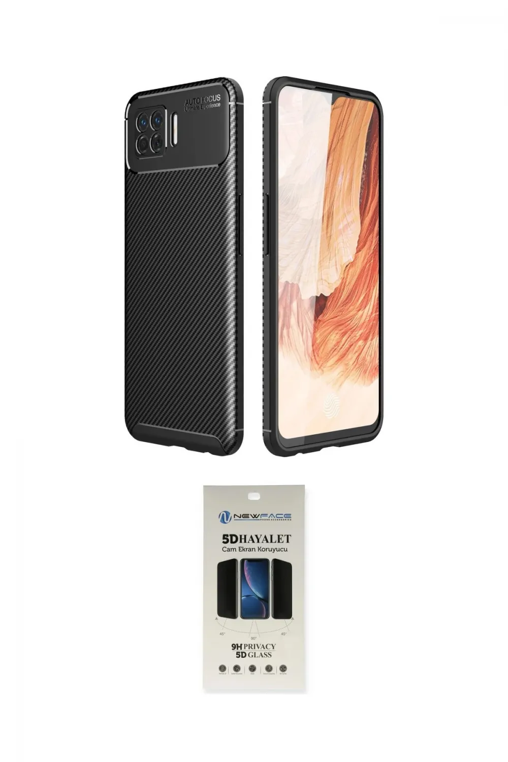 ieg™ Oppo A73 Kılıf Eksen Form Prime - Siyah 5D Hayalet Cam Ekran Koruyucu
