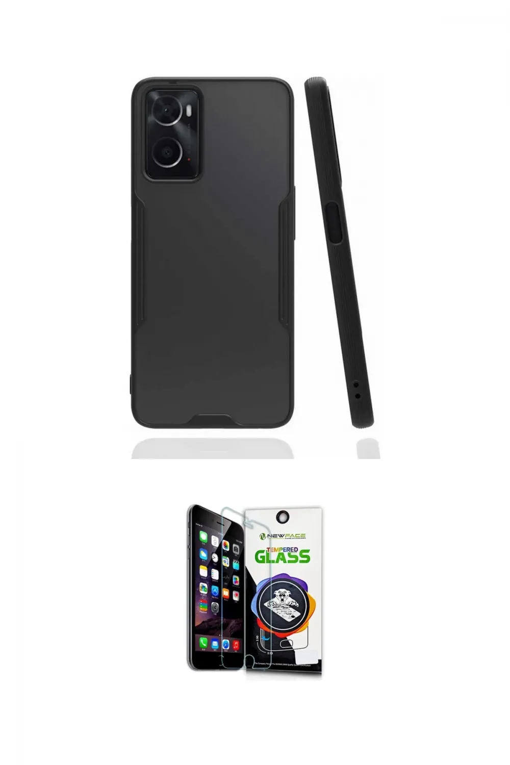 ieg™ Oppo A96 Kılıf Atlas Asil Serisi - Şeffaf Temperli Cam Ekran Koruyucu