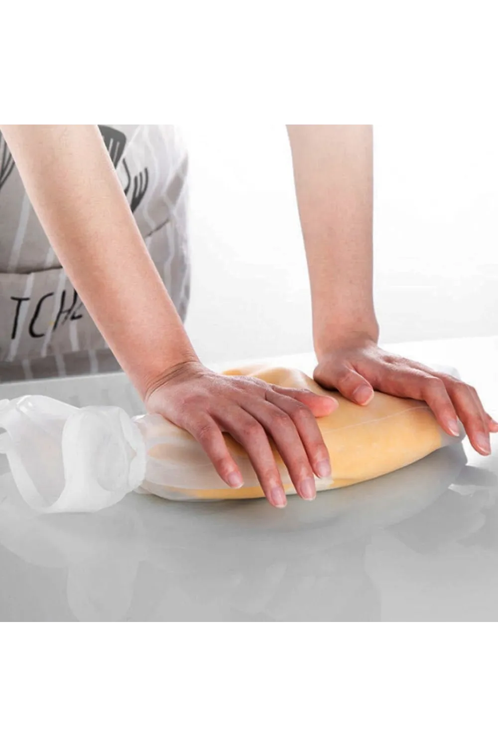 Orta Hamur Torbası Silikon Şeffaf Hamur Yoğurma Torbası Ekmek Makarna Mantı  Hamuru Kolay Yo