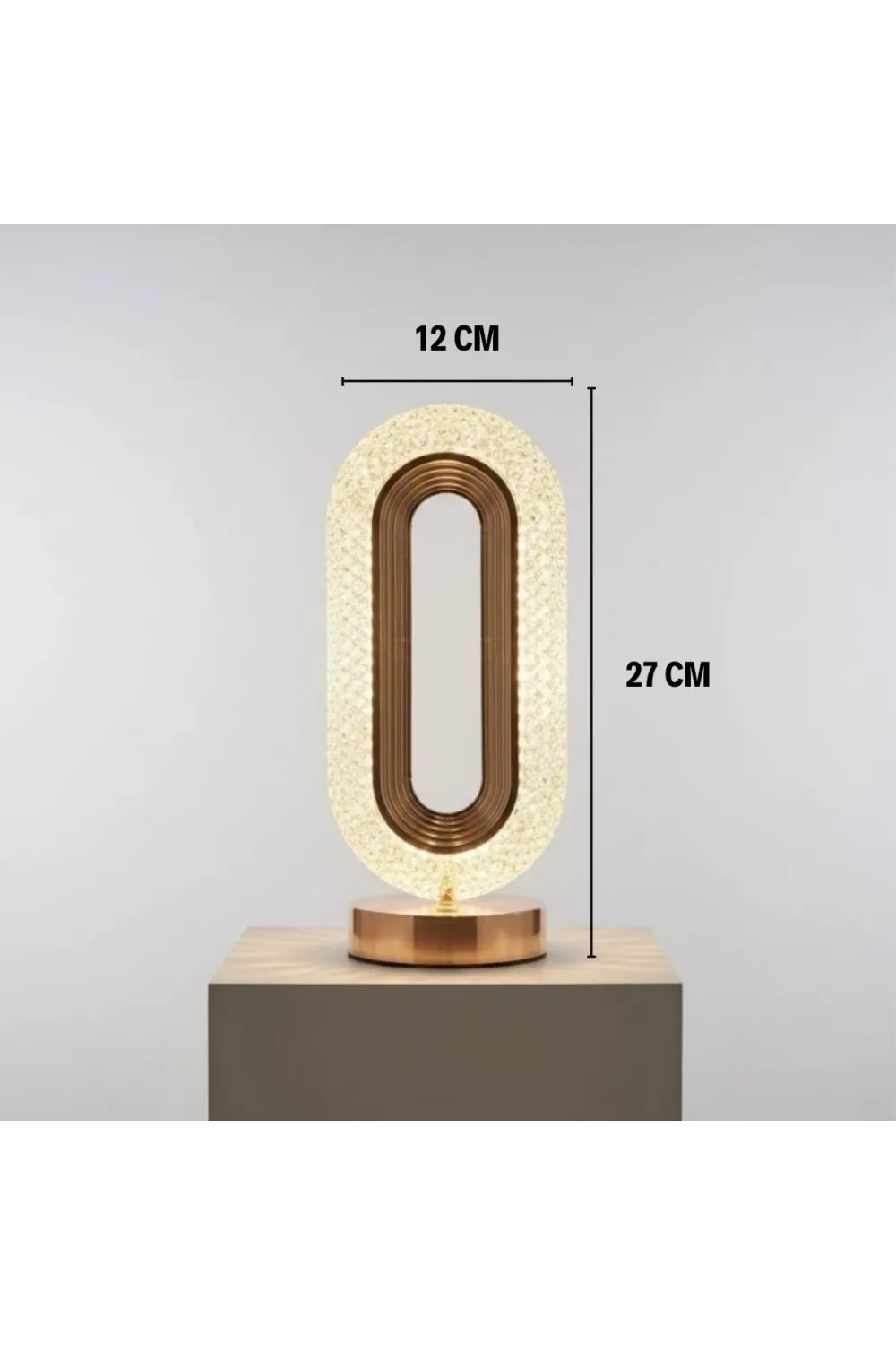 Oval Şeklinde Kristal LED Masa Lambası – Dokunmatik, 3 Renk Işık Modlu, Şarjlı Dekoratif Gece Lambası