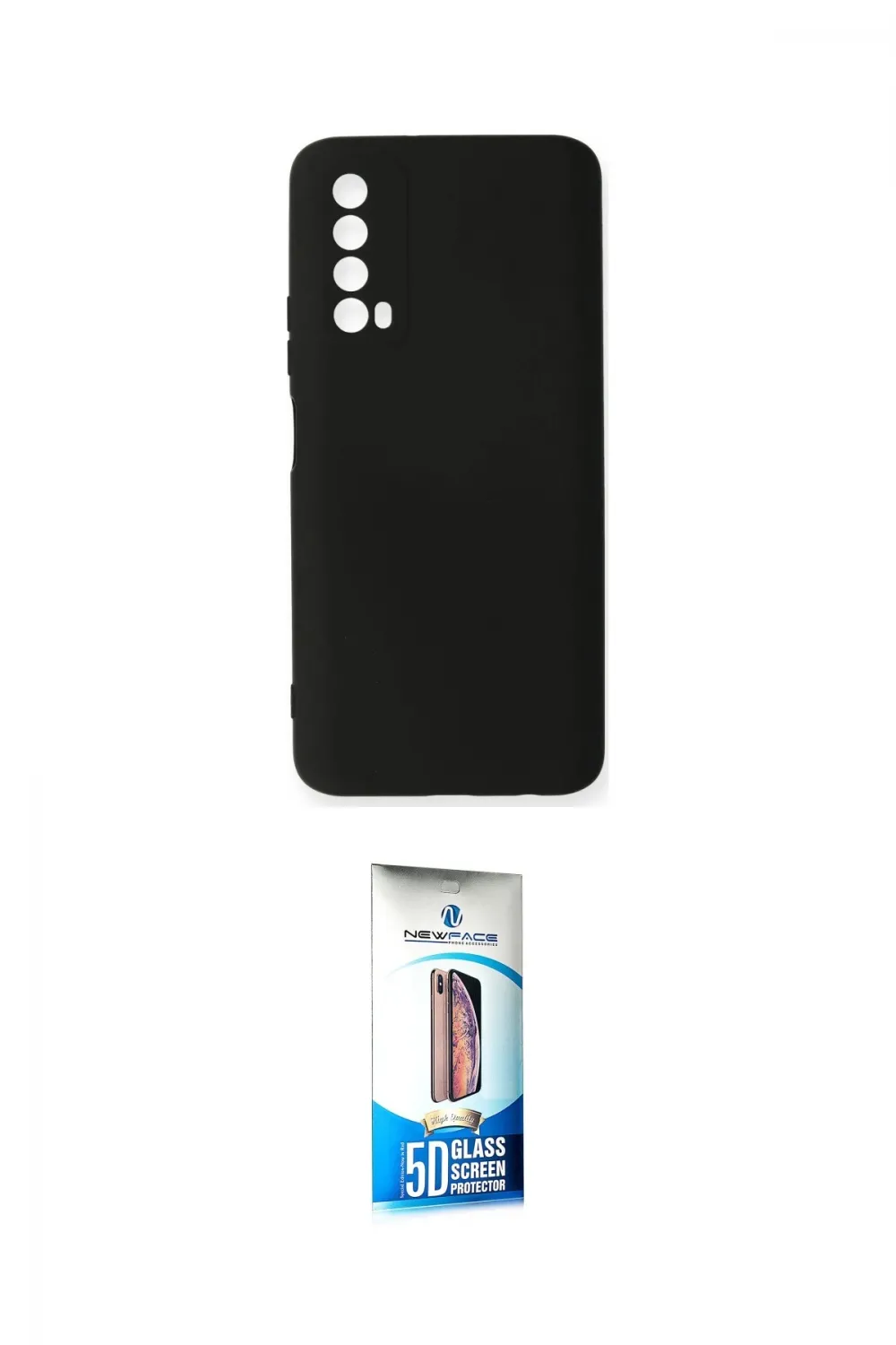 ieg™ P Smart 2021 Kılıf Ahenk Serisi - Siyah 5D Eko Cam Ekran Koruyucu