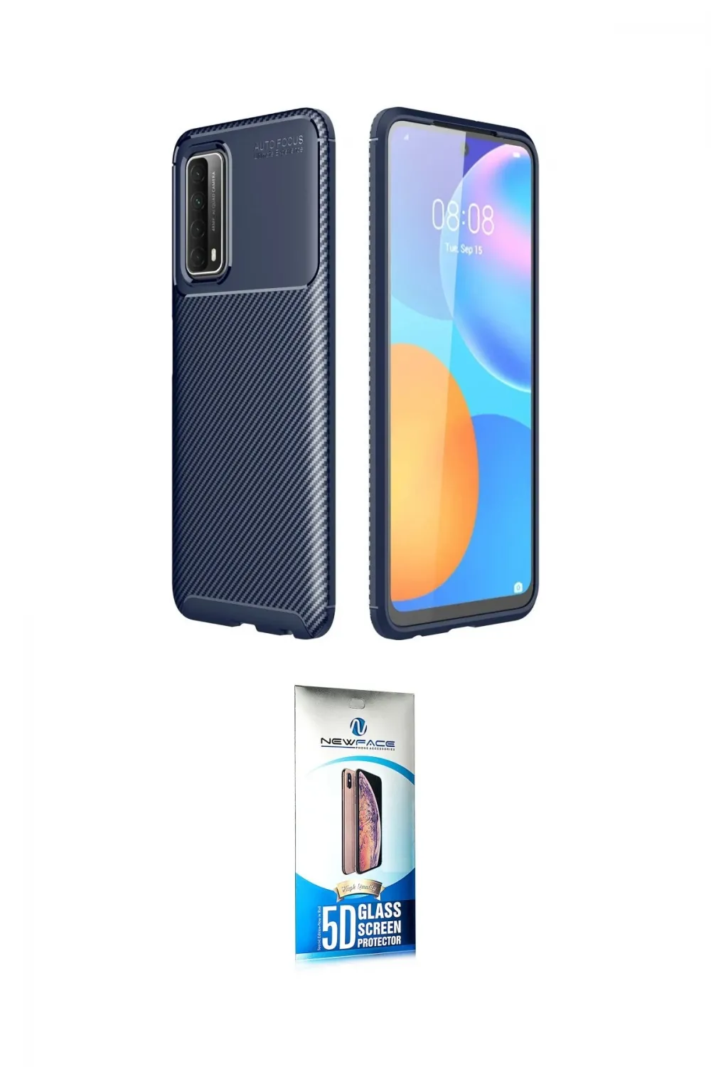 ieg™ P Smart 2021 Kılıf Eksen Form Prime - Siyah 5D Eko Cam Ekran Koruyucu