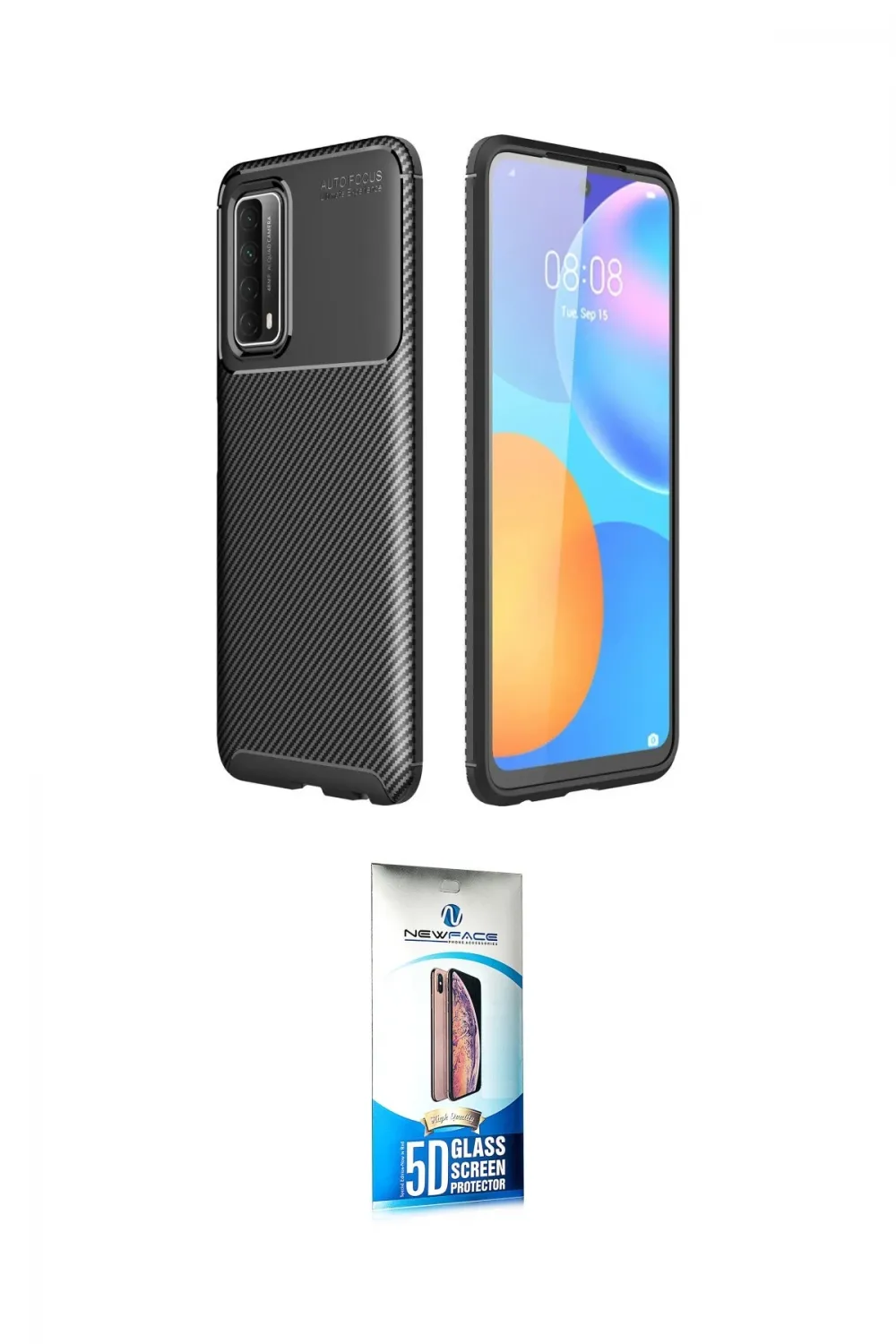 ieg™ P Smart 2021 Kılıf Eksen Form Prime - Siyah 5D Eko Cam Ekran Koruyucu