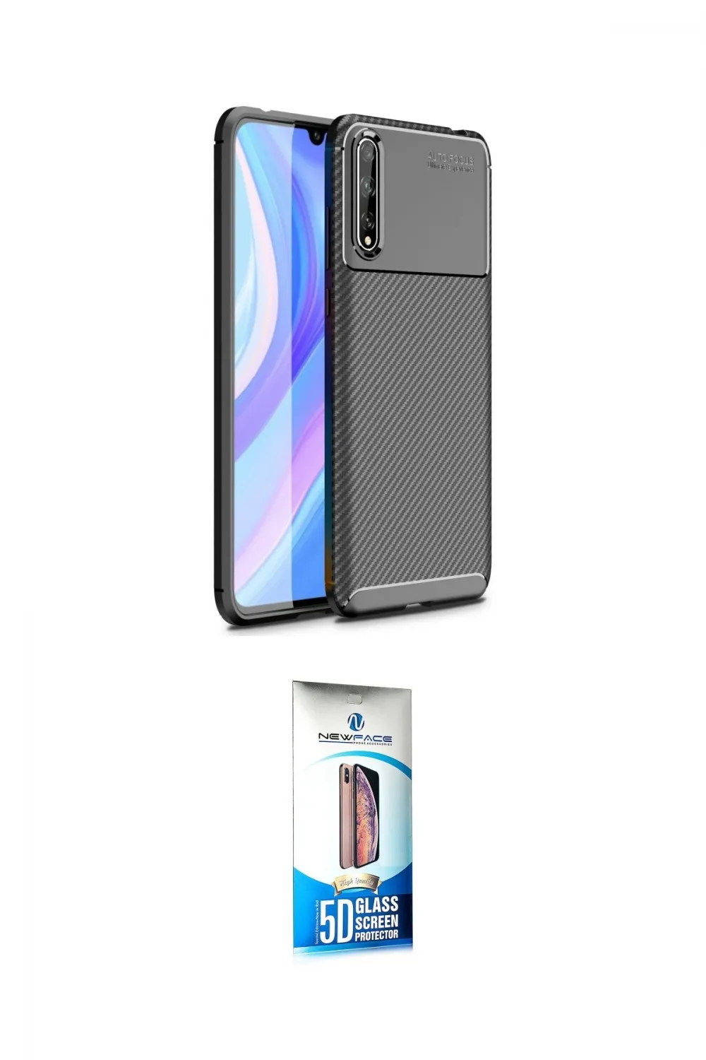 ieg™ P Smart S Kılıf Eksen Form Prime - Siyah 5D Eko Cam Ekran Koruyucu