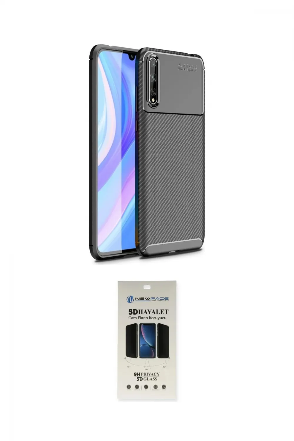 ieg™ P Smart S Kılıf Eksen Form Prime - Siyah 5D Hayalet Cam Ekran Koruyucu
