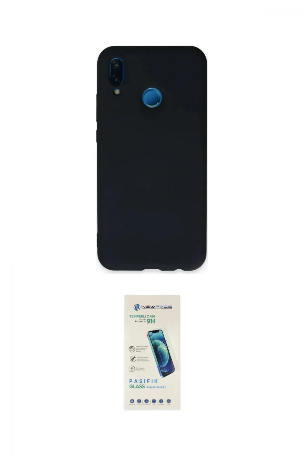 ieg™ P20 Lite Kılıf Ahenk Serisi - Şeffaf Pasifik Cam Ekran Koruyucu