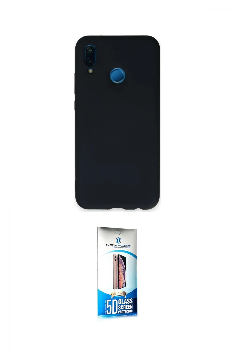 ieg™ P20 Lite Kılıf Ahenk Serisi - Siyah 5D Eko Cam Ekran Koruyucu