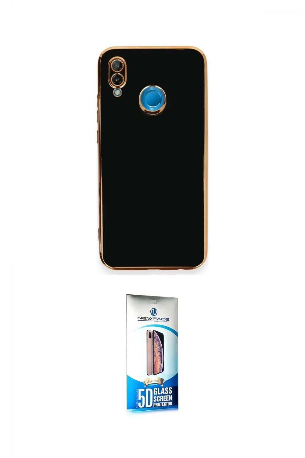 ieg™ P20 Lite Kılıf Yankı Serisi - Siyah 5D Eko Cam Ekran Koruyucu