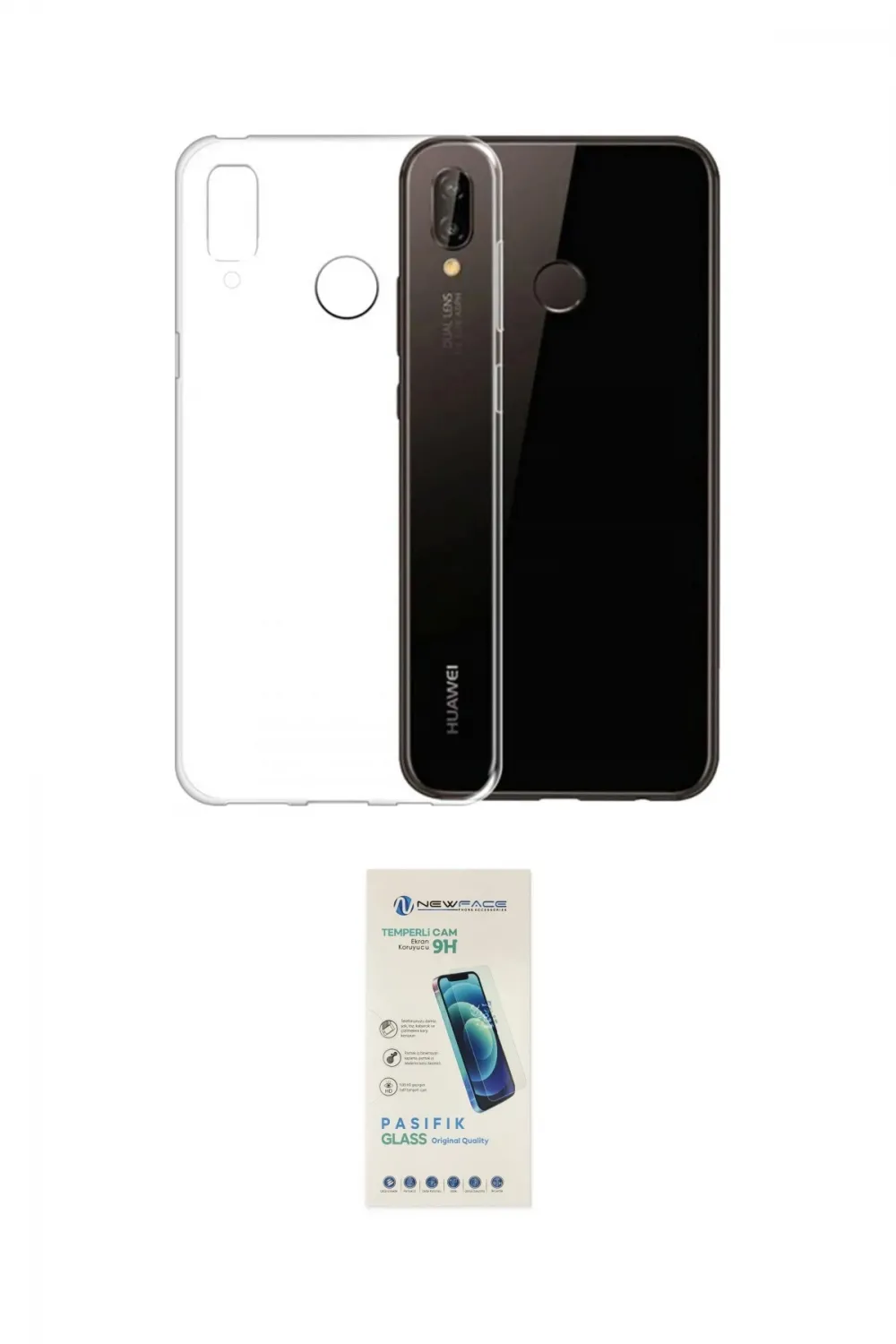 ieg™ P20 Lite Kılıf Zirve Doku - Şeffaf Pasifik Cam Ekran Koruyucu