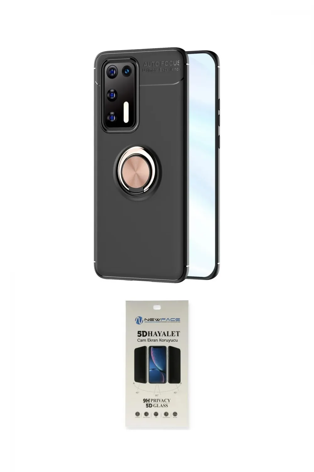ieg™ P40 Kılıf Yankı Form Prime - Siyah 5D Hayalet Cam Ekran Koruyucu