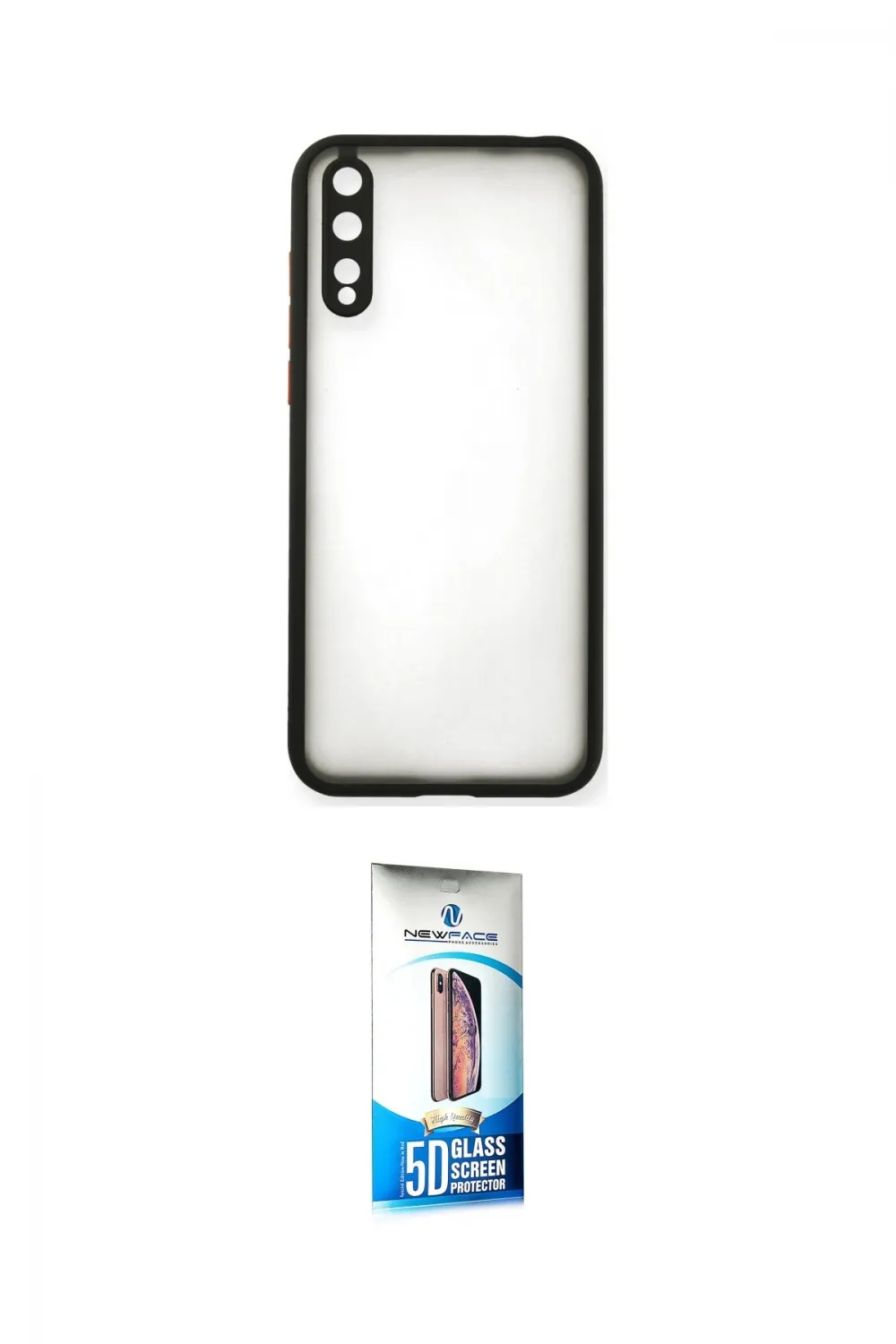 ieg™ P40 Lite E Kılıf Ahenk Çizgi Serisi - Siyah 5D Eko Cam Ekran Koruyucu