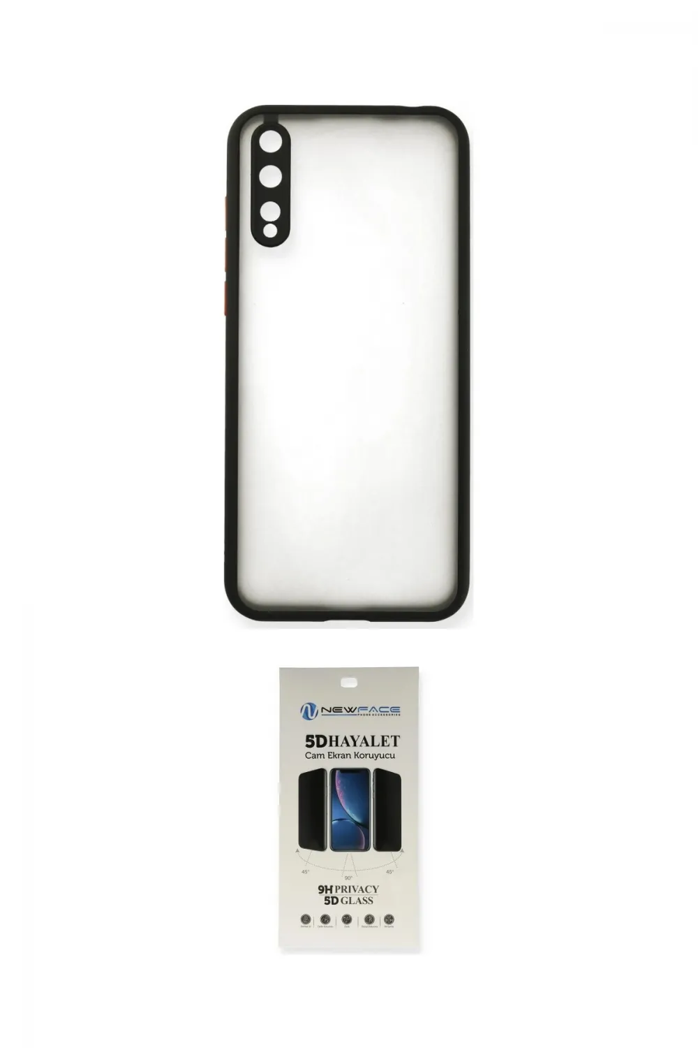 ieg™ P40 Lite E Kılıf Ahenk Çizgi Serisi - Siyah 5D Hayalet Cam Ekran Koruyucu
