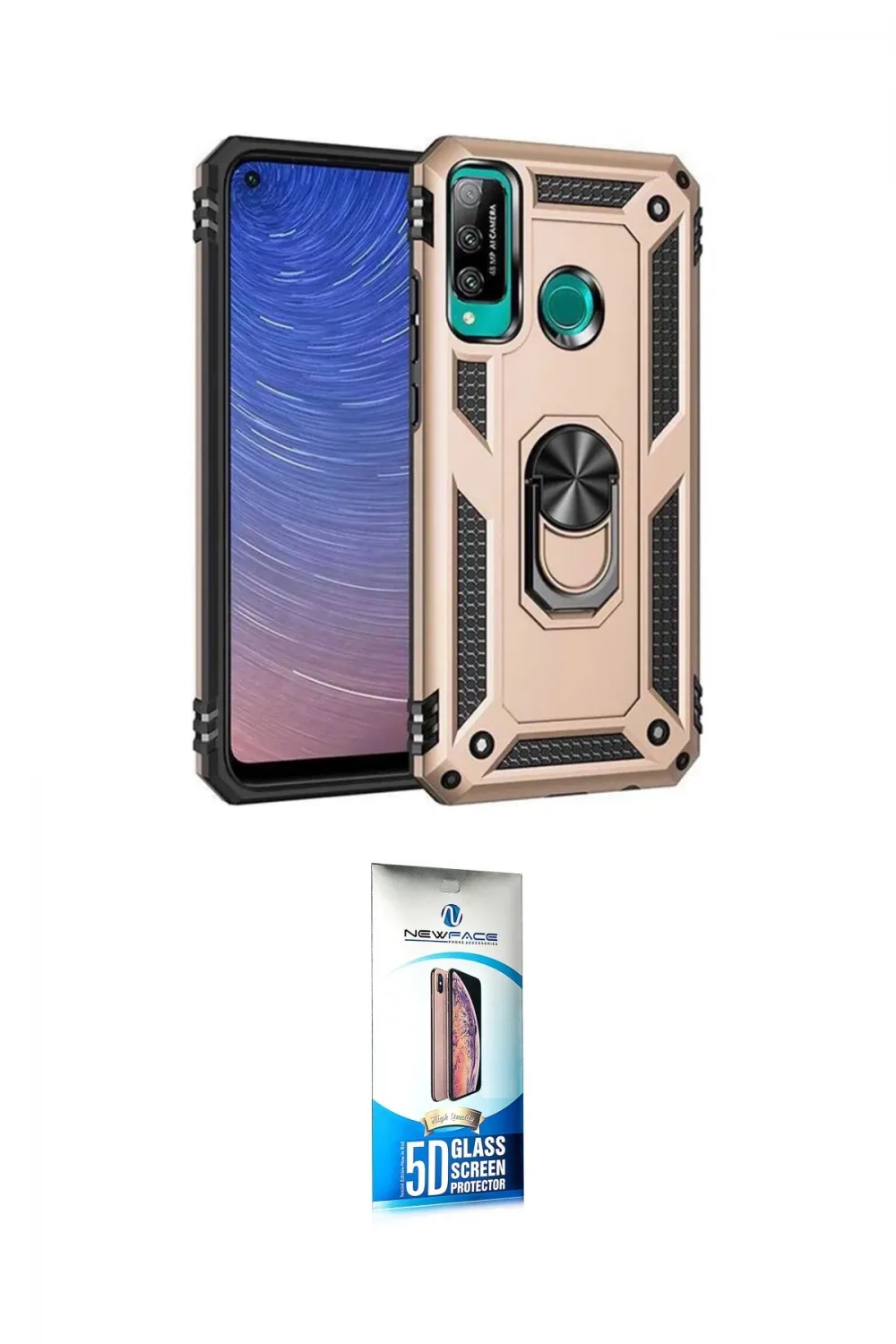 ieg™ P40 Lite E Kılıf Ahenk Klasik Koleksiyonu - Siyah 5D Eko Cam Ekran Koruyucu