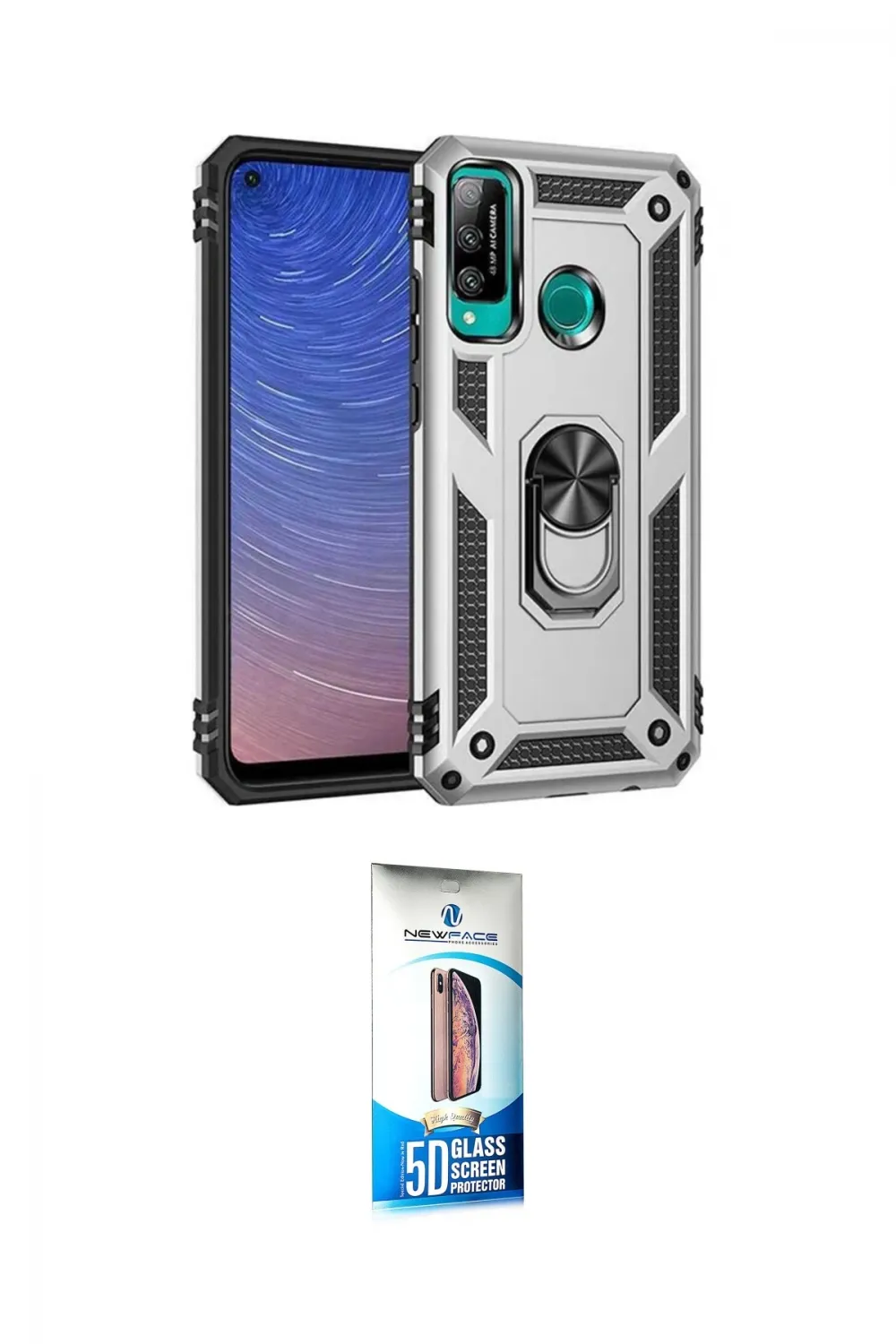 ieg™ P40 Lite E Kılıf Ahenk Klasik Koleksiyonu - Siyah 5D Eko Cam Ekran Koruyucu