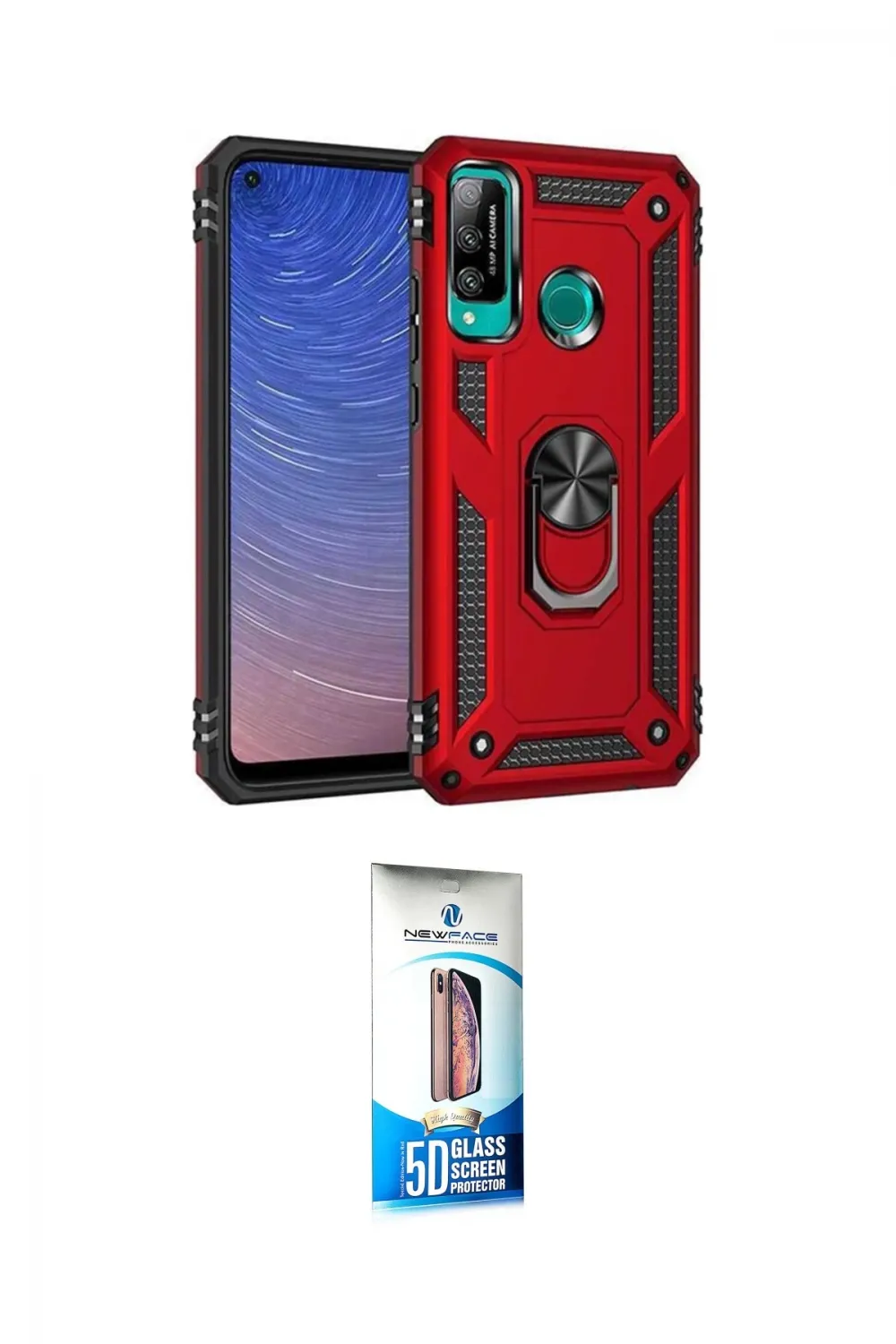 ieg™ P40 Lite E Kılıf Ahenk Klasik Koleksiyonu - Siyah 5D Eko Cam Ekran Koruyucu