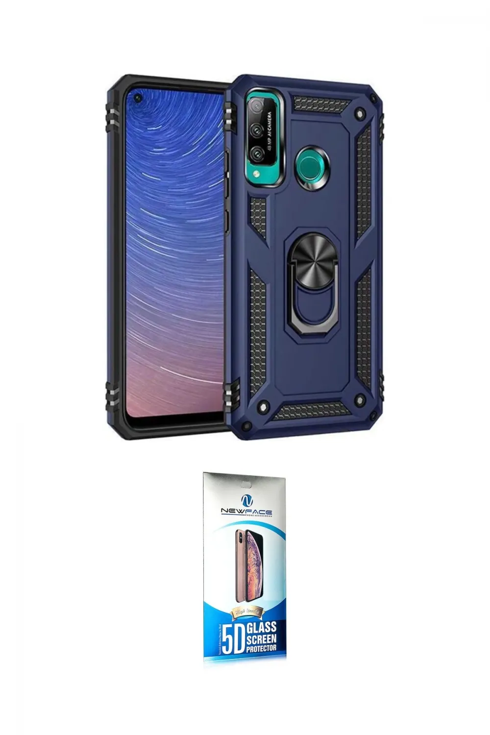 ieg™ P40 Lite E Kılıf Ahenk Klasik Koleksiyonu - Siyah 5D Eko Cam Ekran Koruyucu