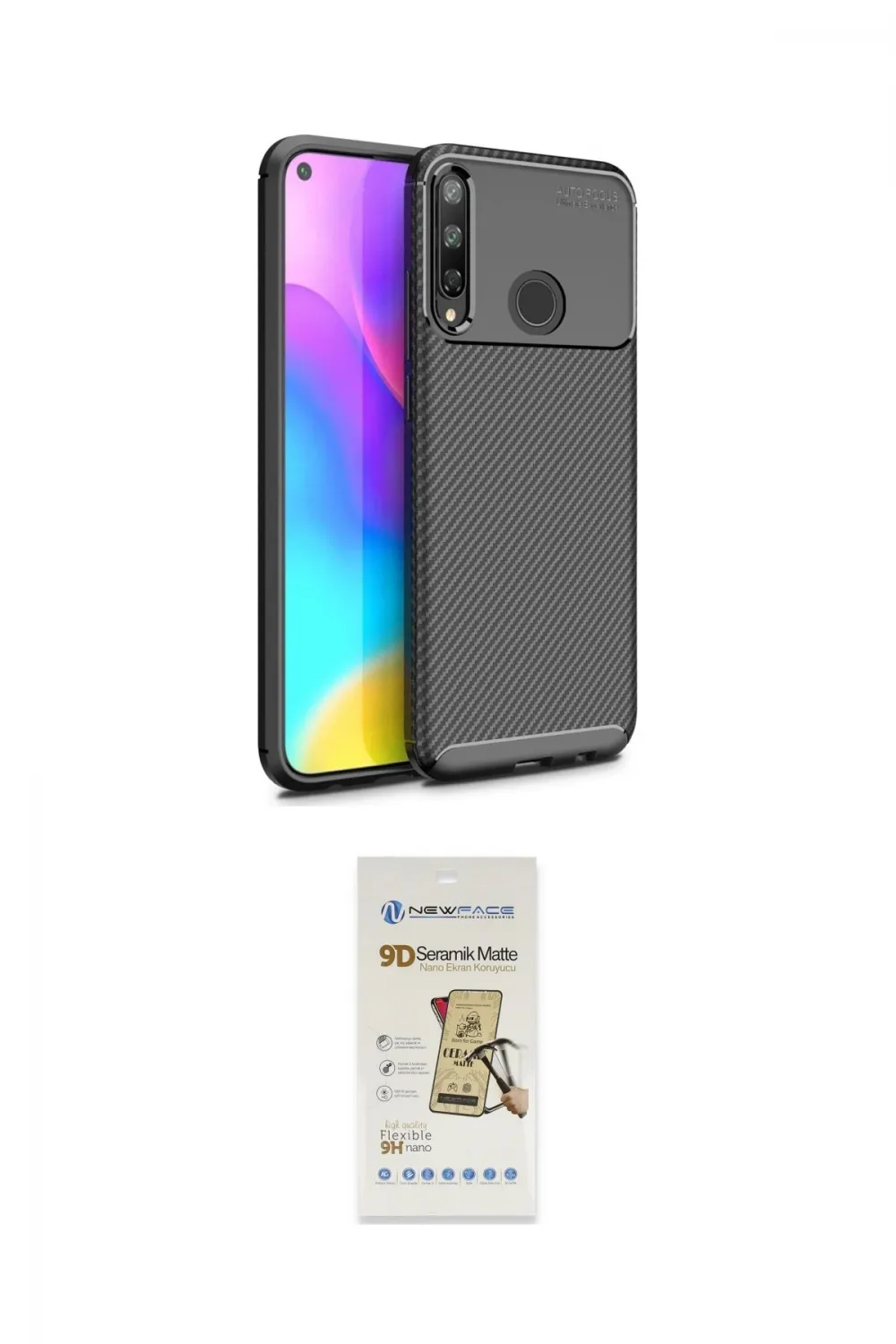 ieg™ P40 Lite E Kılıf Eksen Form Prime - Siyah Mat Seramik Nano Ekran Koruyucu