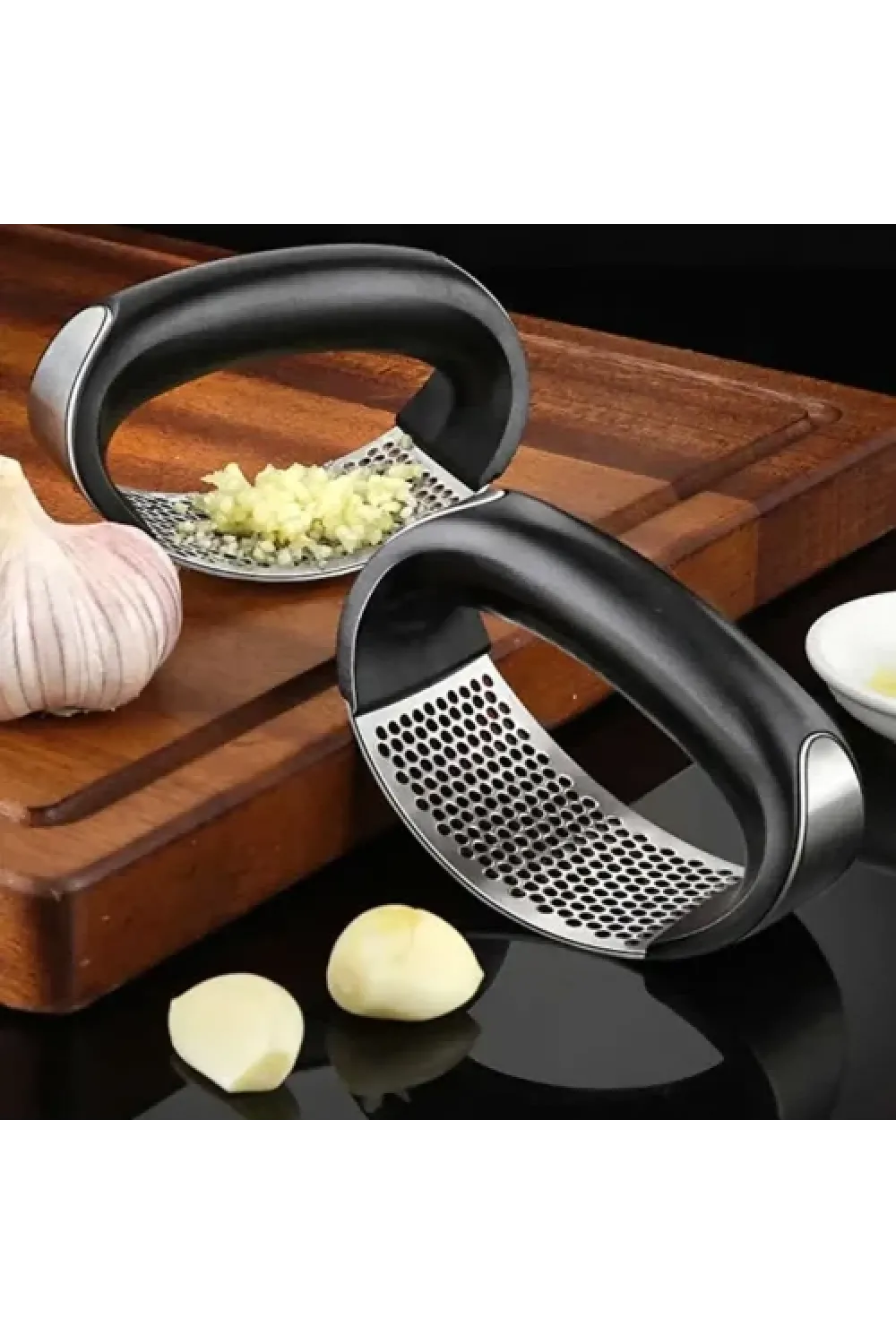 Paslanmaz Çelik Ergonomik Sarımsak Ezici Pres ve Doğrayıcı