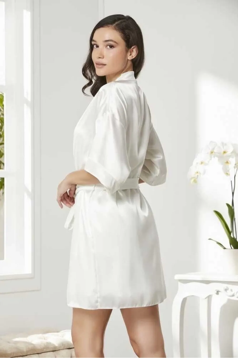 ieg™ Pierre Cardin 4045 Kadife Saten Dantelli Gecelik ve Sabahlık Takımı