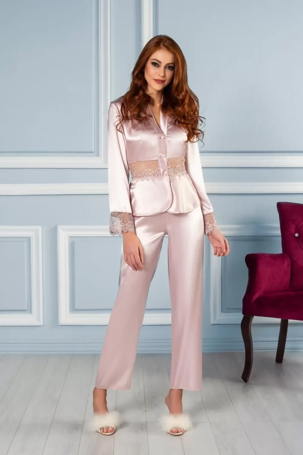 ieg™ Pierre Cardin 6040 Kısa Gecelikli 6lı İpek Set
