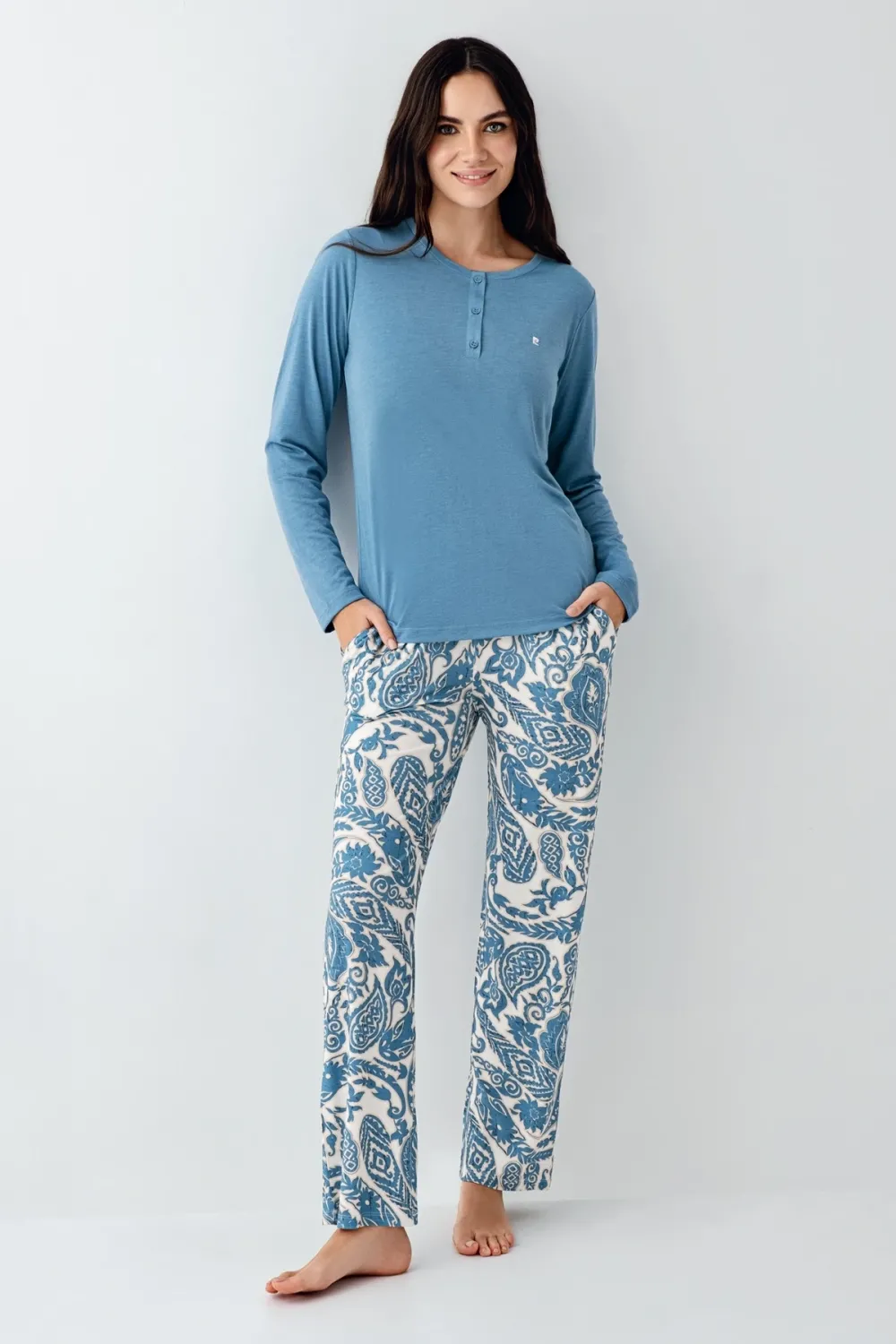 ieg™ Pierre Cardin 9075-S Kadın Uzun Kol Pijama Takım