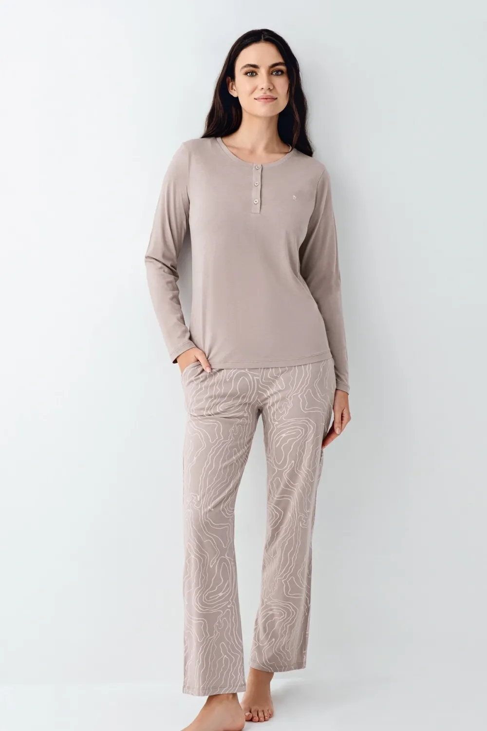 ieg™ Pierre Cardin 9097-S Kadın Uzun Kol Pijama Takım