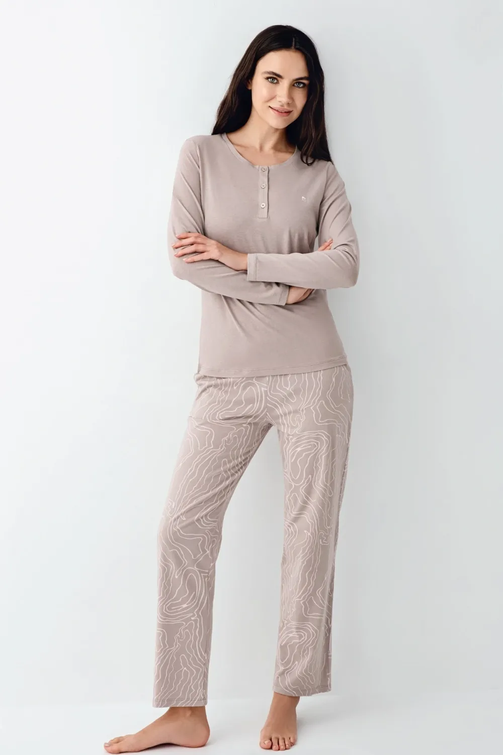 ieg™ Pierre Cardin 9097-S Kadın Uzun Kol Pijama Takım