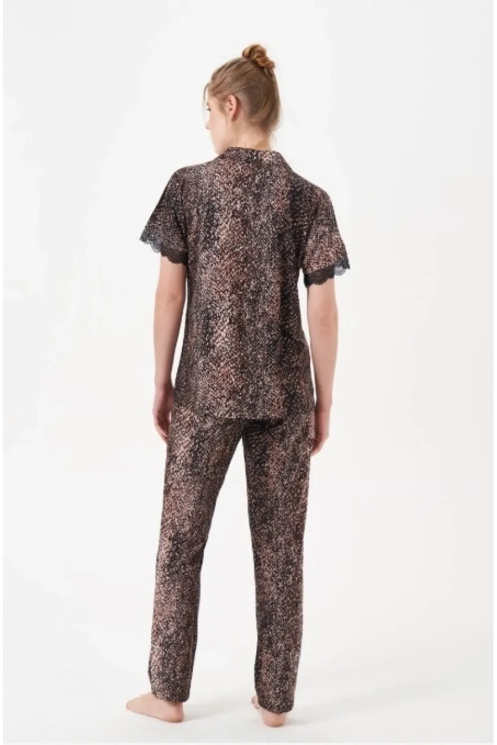 ieg™ Pjs 29068 Kadın Kısa Kollu Düğmeli Pijama Takım