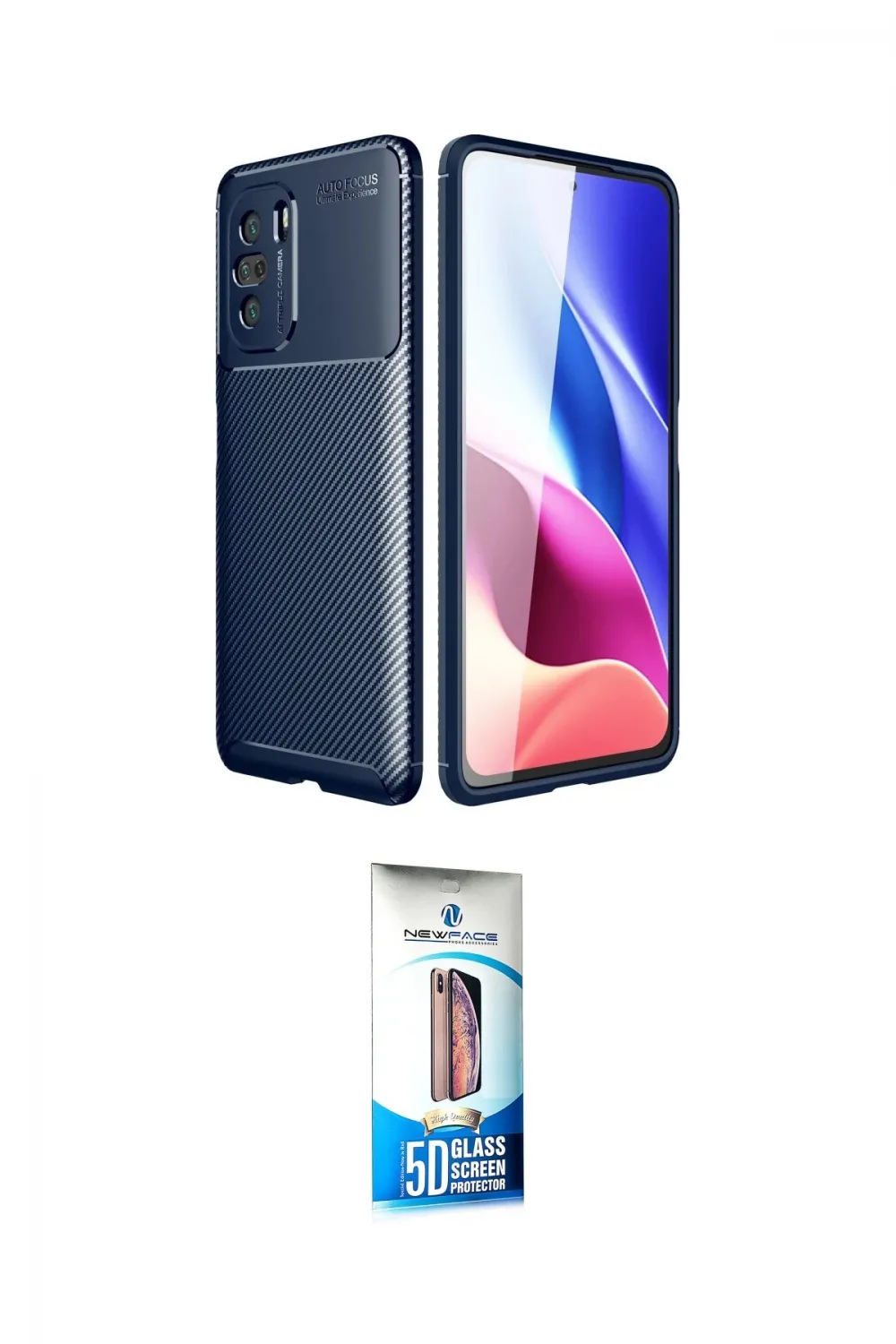 ieg™ Poco F3 Kılıf Eksen Form Prime - Siyah 5D Eko Cam Ekran Koruyucu