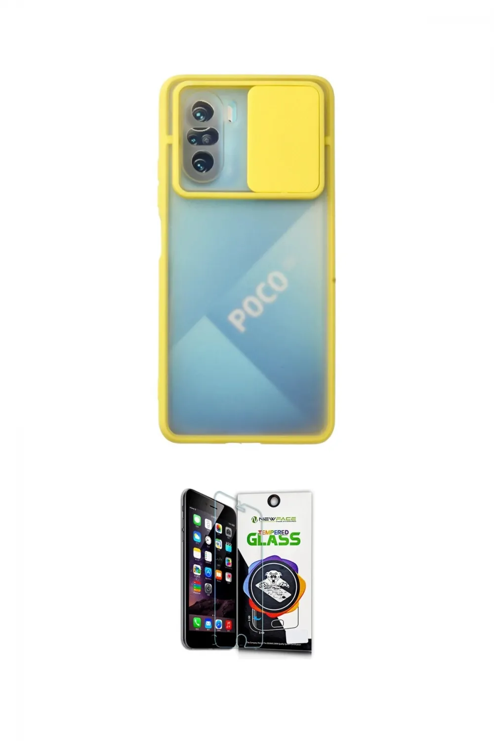 ieg™ Poco F3 Kılıf Vadi Çizgi - Şeffaf Temperli Cam Ekran Koruyucu