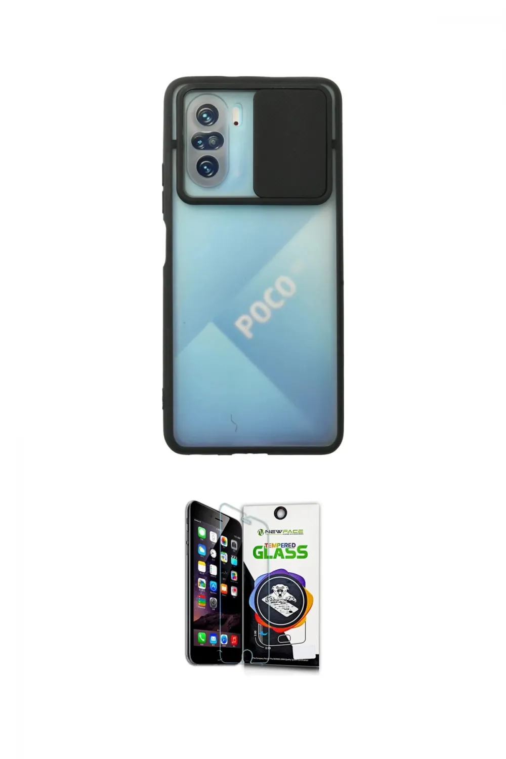 ieg™ Poco F3 Kılıf Vadi Çizgi - Şeffaf Temperli Cam Ekran Koruyucu