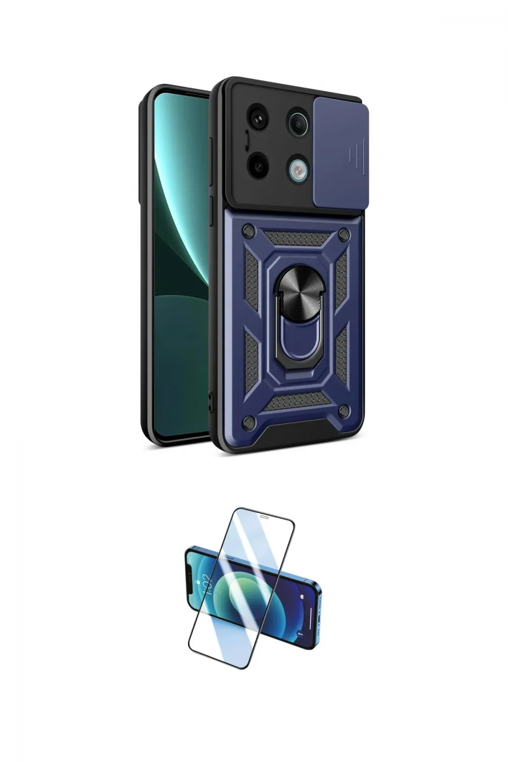 ieg™ Poco X6 Pro Kılıf Ahenk Klasik - Siyah 3D Antistatik Cam Ekran Koruyucu