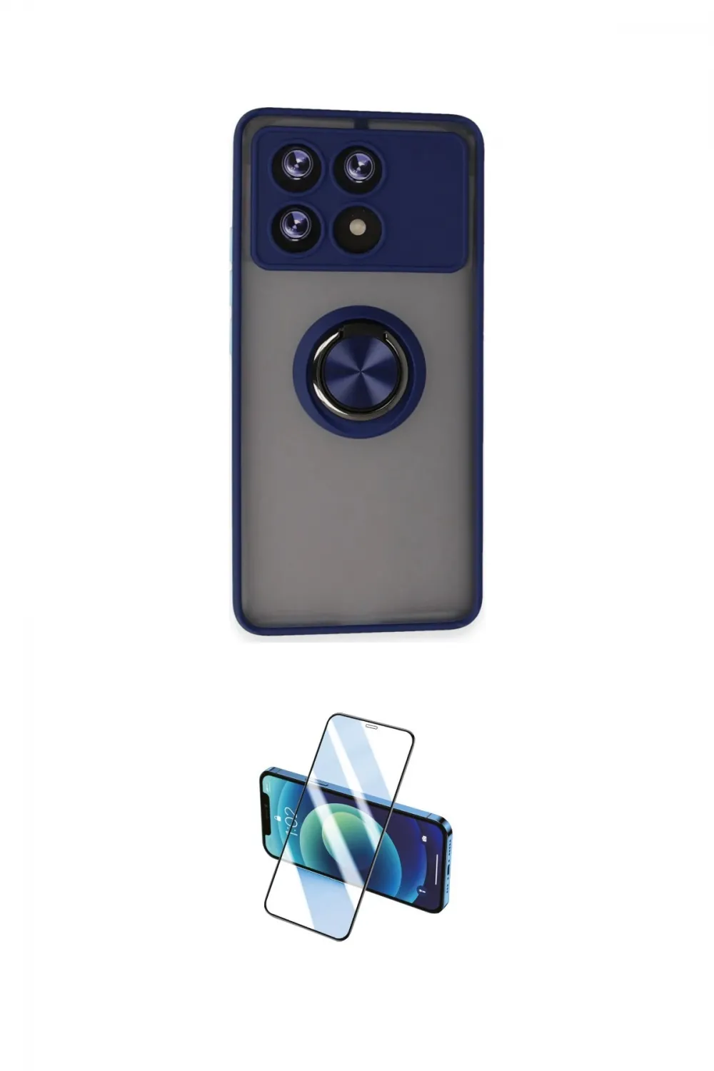 ieg™ Poco X6 Pro Kılıf Yörünge Çizgi - Siyah 3D Antistatik Cam Ekran Koruyucu