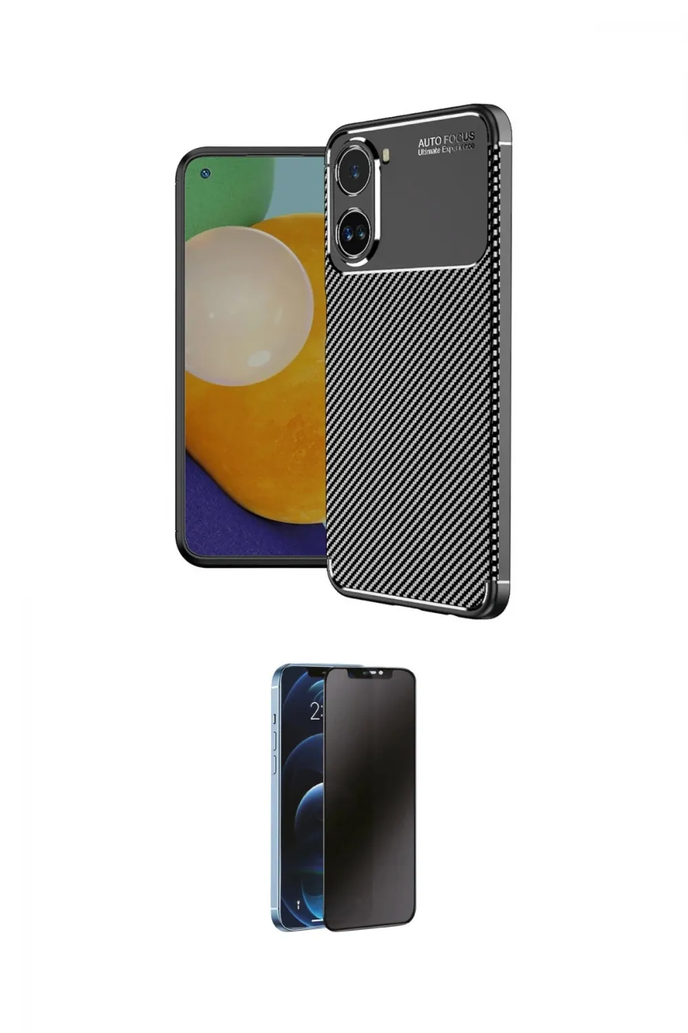 ieg™ Poco X7 Pro Kılıf Eksen Form Prime - Siyah 3D Antistatik Hayalet Cam Ekran Koruyucu